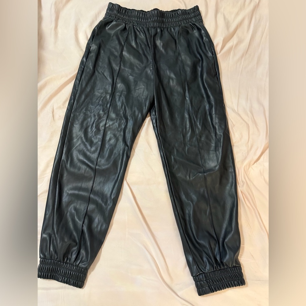Express Black Faux Leather Joggers